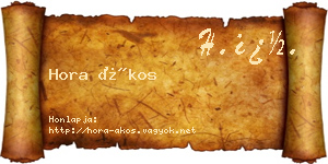 Hora Ákos névjegykártya